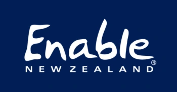 Enable New Zealand logo in white with dark blue background