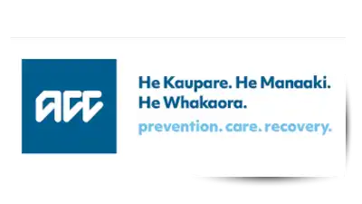 ACC appears in a blue square to the left. He kaupare. He manaaki. He Whakaora. Prevention. care. recover.