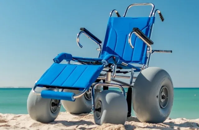 beach wheelchair on the beach