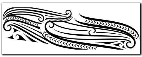 Black Kowhaiwhai patterned representing Community Matters logo