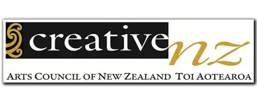 Creative NZ in black and gold block writing.