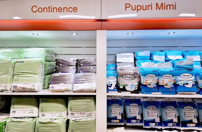 shelves with pads and pull ups for continence support