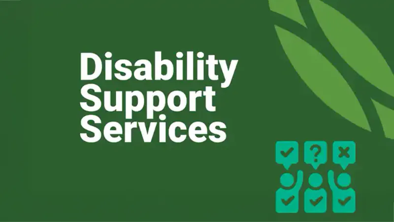 Disability Support Services appear against a dark green background.