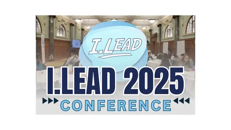I lead 2025 Conference appears in large blue letters against a photo of parliament with the I.lead logo centred.